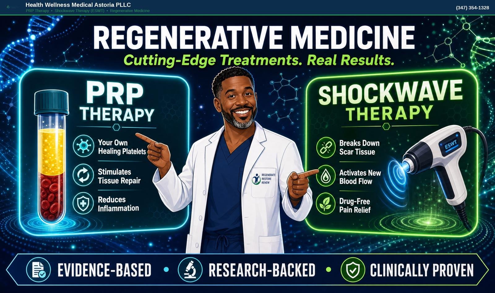Doctor preparing a PRP injection for regenerative treatment of a joint injury at a clinic in Astoria, Queens NY